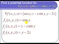 Finding a Potential Function for a Vector Field in Three Variables