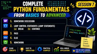 Break Continue Pass Else in Python Session 7 Python Tutorial for Beginners