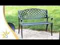 Sunnydaze 2-Person Checkered Cast Aluminum Metal Garden Bench - Black