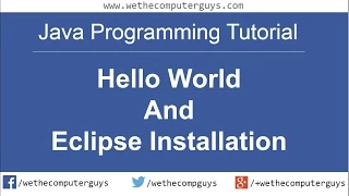Java Programming Language Lect 2 Java Hello World and Eclipse