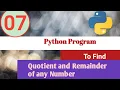 Python Program To find Quotient and Remainder Python Examples