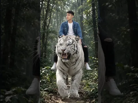 Jalan jalan naik macan 😮 hasil AI luar biasa #defhiratv #shorts #trending #macan