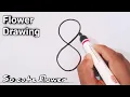 Download Lagu How to draw a cute flower easy from number 8 | How to draw a simple flower design from number 8