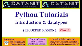 python tutorials python introduction and data types by Mr Ratan class-08