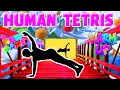 HUMAN TETRIS GAME ONE PLAYER NO ESCAPE One player takes on a wall of impossible shapes