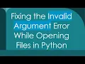 Fixing the Invalid Argument Error While Opening Files in Python
