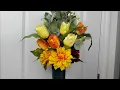 CEMETERY DIY FLOWER ARRANGEMENTS W PLASTIC VASE IN A BUDGET EASY TUTORIAL