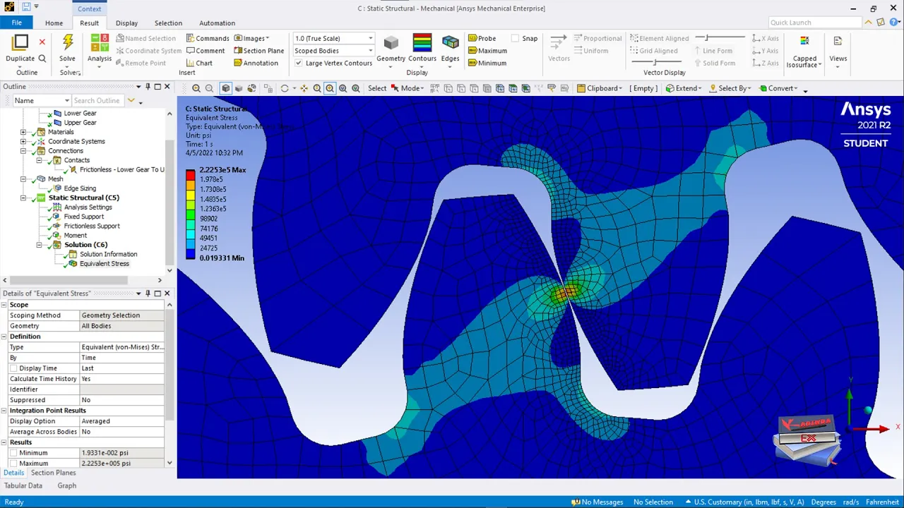 Spur Gear Simulation (Ansys Workbench)