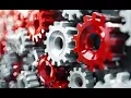 Interlocking red and white gears rotating animation ai generated