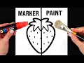 Download Lagu ASMR Realistic Strawberry Drawing 🎨 Markers VS Paints | Relaxing Art Showdown