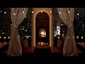 Romantic Manhattan restaurant ambience - Slow Jazz Rain crackling fire sounds 3 hours