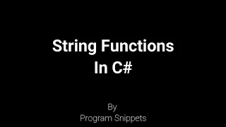 String Functions In C
