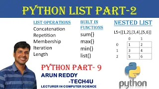 PYTHON PART 9 - LIST PART 2 OPERATIONS FUNCTIONS NESTED LIST