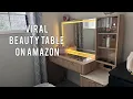 Makeup Vanity Desk with 36 Lighted Mirror Dressing Table with 5 Drawers Natural Oak T4TREAM