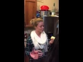 Hot blonde swallows a stick of butter SHE SWALLOWED!