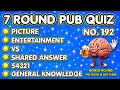 Pub Quiz - Picture Round Entertainment VS Shared Answer 54321 General Knowledge No 191