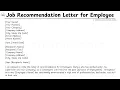 LETTER TEMPLATE How to Write Job Recommendation Letter for Employee Steps Guide WritingPractices