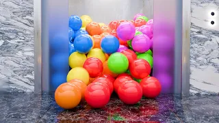 Marble Run. 3d balls competition from elevator to stairs. Rigid body simulations. Cinema 4d blender.
