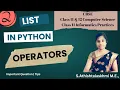 List Manipulation in Python List Operations in Python Class 12 Class 11 CS IP CBSE