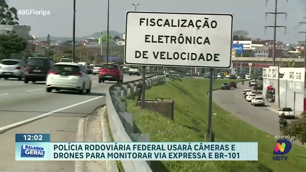 Polícia Rodoviária Federal usa câmeras e drones para monitorar Via Expressa e BR-101