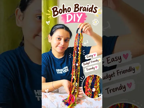 Day-78| Viral *BOHO BRAID* DIY🌈🤩 #minivlog #youtube #diy #handmade #viral #trending #fypシ゚viral