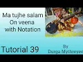 Download Lagu Ma tujhe salam with notation on veena|Tutorial 39
