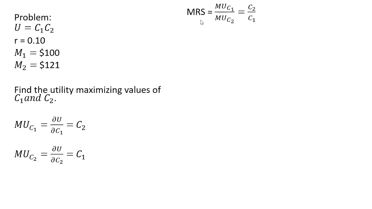 Intertemporal Choice: Utility Maximization Over Two Time Periods