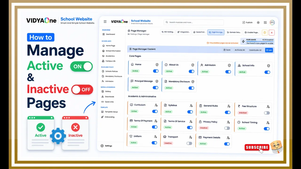 Manage Active and Inactive Pages on Your Website