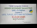 List Length in Python len function Part 2 in Tamil Chapter 9 Unit 3 A Jaya Mabel