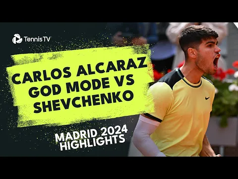 Carlos Alcaraz GOD MODE vs Shevchenko | Madrid 2024 Highlights - YouTube thumbnail