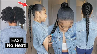 ultra sleek braided ponytail on natural hair no heat 
