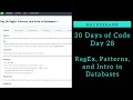 RegEx Patterns and Intro to Databases HackerRank Day 28 Python