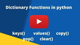 Dictionary Functions in Python keys values copy pop clear let s learn coding with me