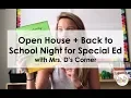 Back-to-School Night Open House for Special Education Parent Night Checklist Templates Freebies