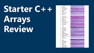 Arrays Review Starter C Programming Ch 7