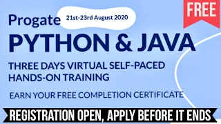 FREE Python Java VIRTUAL TRAINING With Certification Free CERTIFICATE of Completion Progate