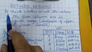 Between Operator in SQL
