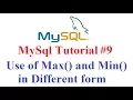 MySql Tutorial Use of Max and Min function in different form