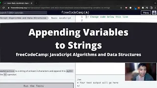 Appending Variables to Strings Basic JavaScript freeCodeCamp tutorial
