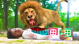 Lion Attack On Village Boy In Forest | Ludo Playing Time