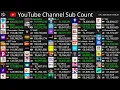 Live Top50 Channel Sub Count - MrBeast T-Series Cocomelon More