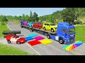 Download Lagu Flatbed Truck McQueen | Transportation with Truck - Pothole vs Car #11| BeamNG.Drive Gameplay