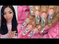 FACECAM Tutorial Coffin Nails Bling French Tips Inexpensive Luxurious