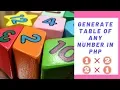 Table Generator in PHP Table of any number In PHP