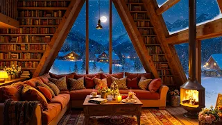 Cozy Winter Attic Ambience Warm Piano Jazz Gentle Wind Fireplace Sounds For Relaxation 