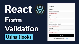 Form Validation using React React Forms Handling Validation React Sign up Form