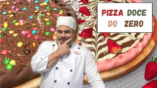 Como fazer massa de pizza saborizada de chocolate e morango do zero.