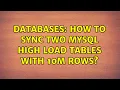 Databases How to sync two MySQL high load tables with 10M rows