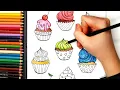 Cupcakes coloring page coloring for kids an toddlers colored pencils Color Time Kids Art