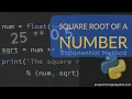 Square root of a number using exponential operation in Python